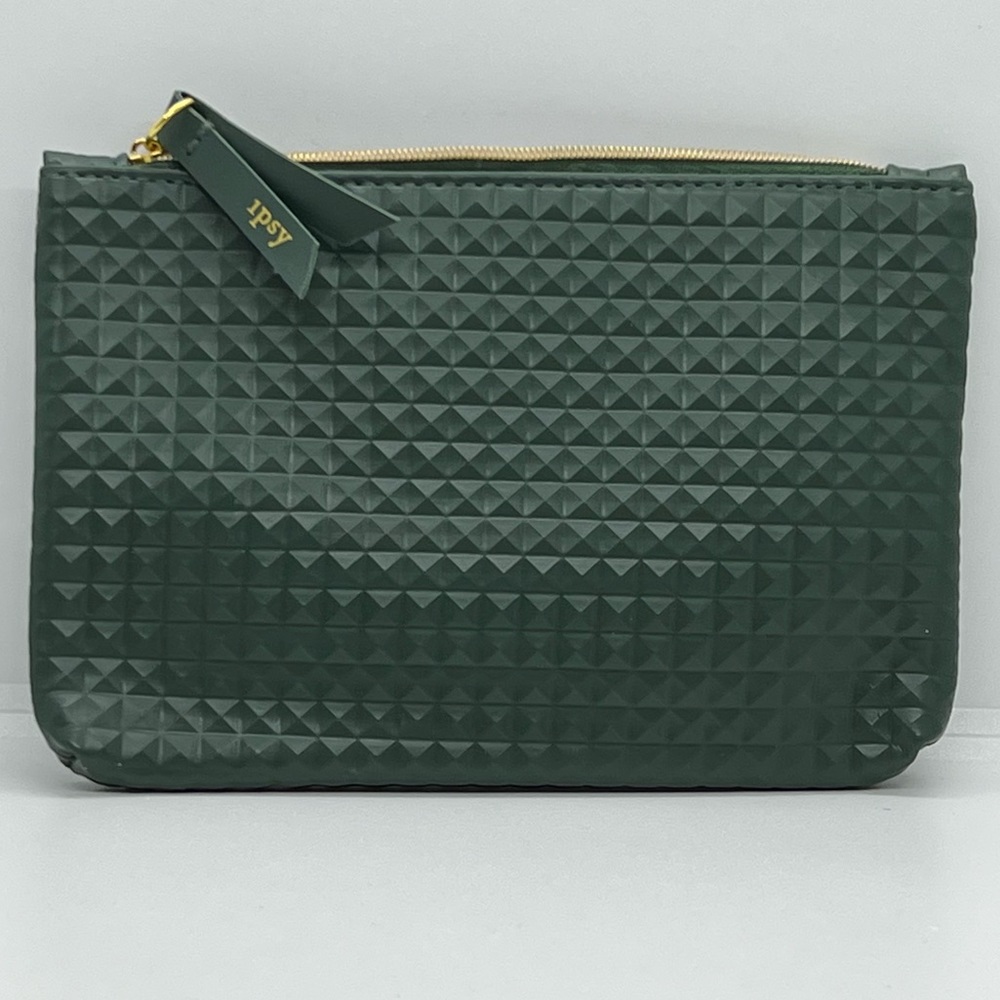 Green Ipsy make up bag, cosmetic bag, brand new